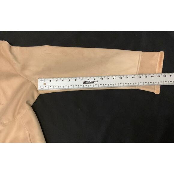 Talbots Womens Coat Faux Suede Shearling Lining Trim Button Front Size XL Camel - Picture 11 of 15